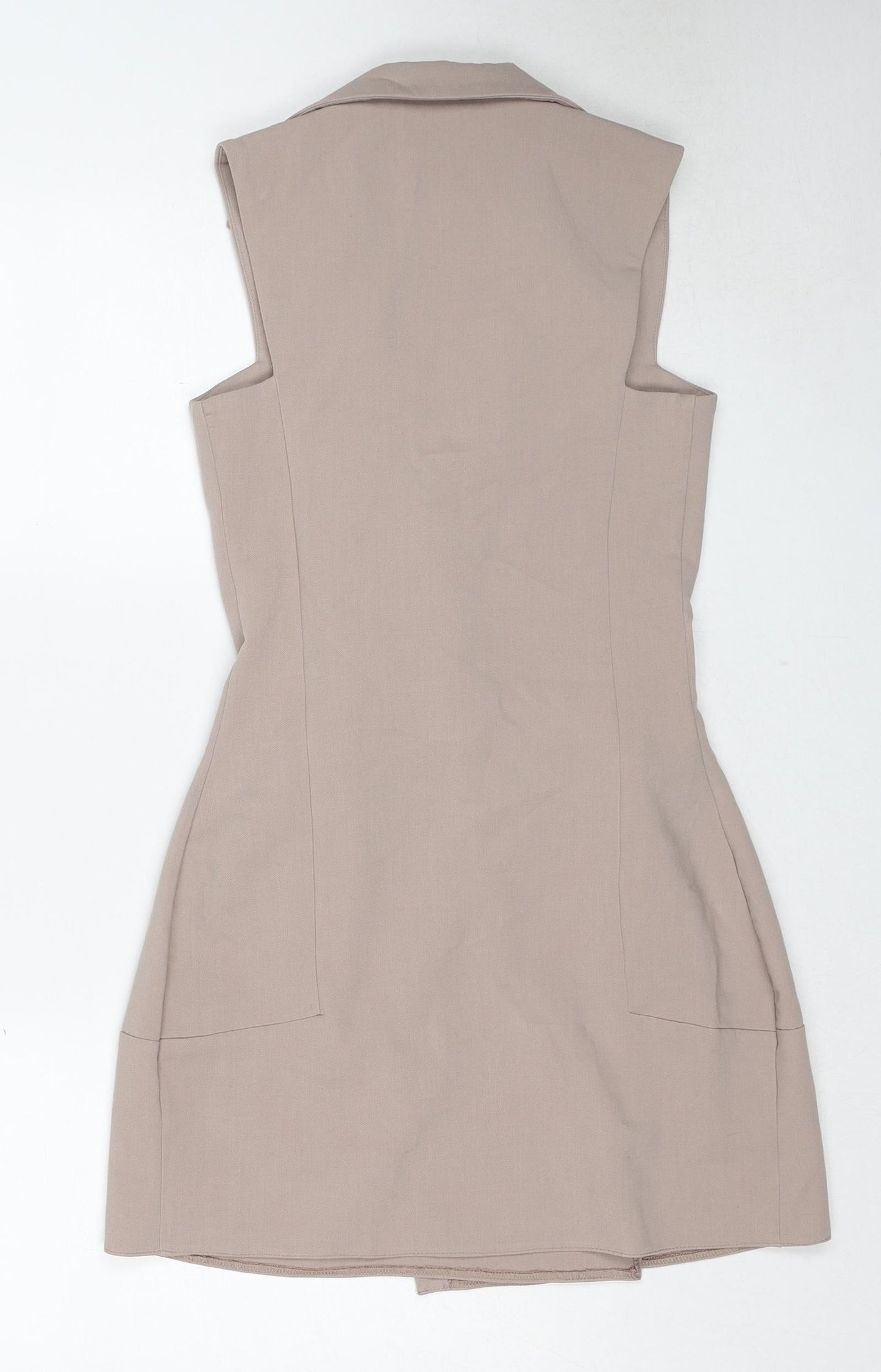 ASOS Womens Beige Polyester Wrap Dress Size 6 V-Neck Button