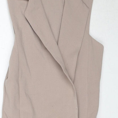 ASOS Womens Beige Polyester Wrap Dress Size 6 V-Neck Button
