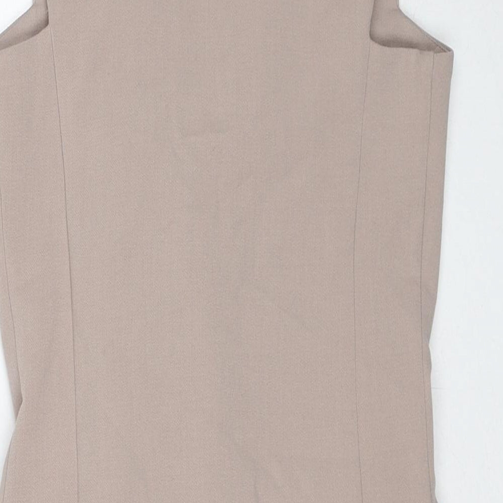ASOS Womens Beige Polyester Wrap Dress Size 6 V-Neck Button
