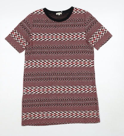 River Island Womens Red Geometric Polyester Shift Size 8 Round Neck Pullover
