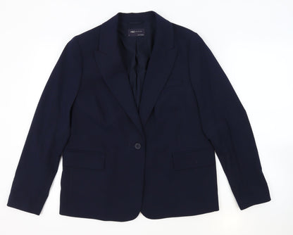 Marks and Spencer Womens Blue Polyester Jacket Suit Jacket Size 14