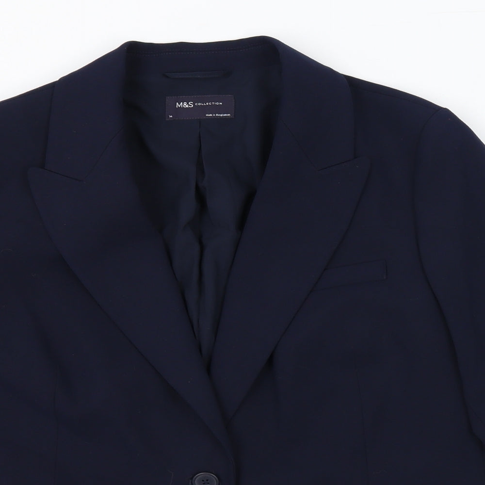 Marks and Spencer Womens Blue Polyester Jacket Suit Jacket Size 14