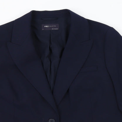 Marks and Spencer Womens Blue Polyester Jacket Suit Jacket Size 14