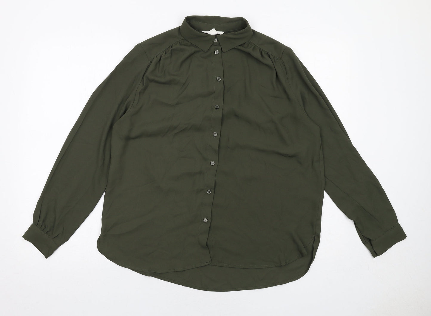 Womens UK Size 10 H&M Green Basic Button-Up