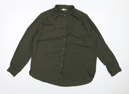 Womens UK Size 10 H&M Green Basic Button-Up
