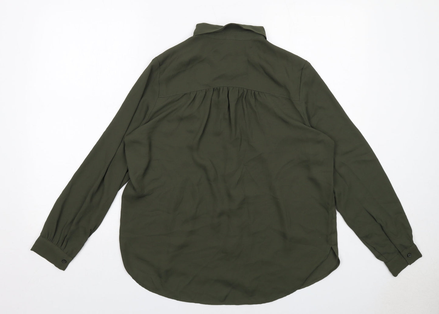 Womens UK Size 10 H&M Green Basic Button-Up