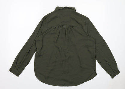 Womens UK Size 10 H&M Green Basic Button-Up