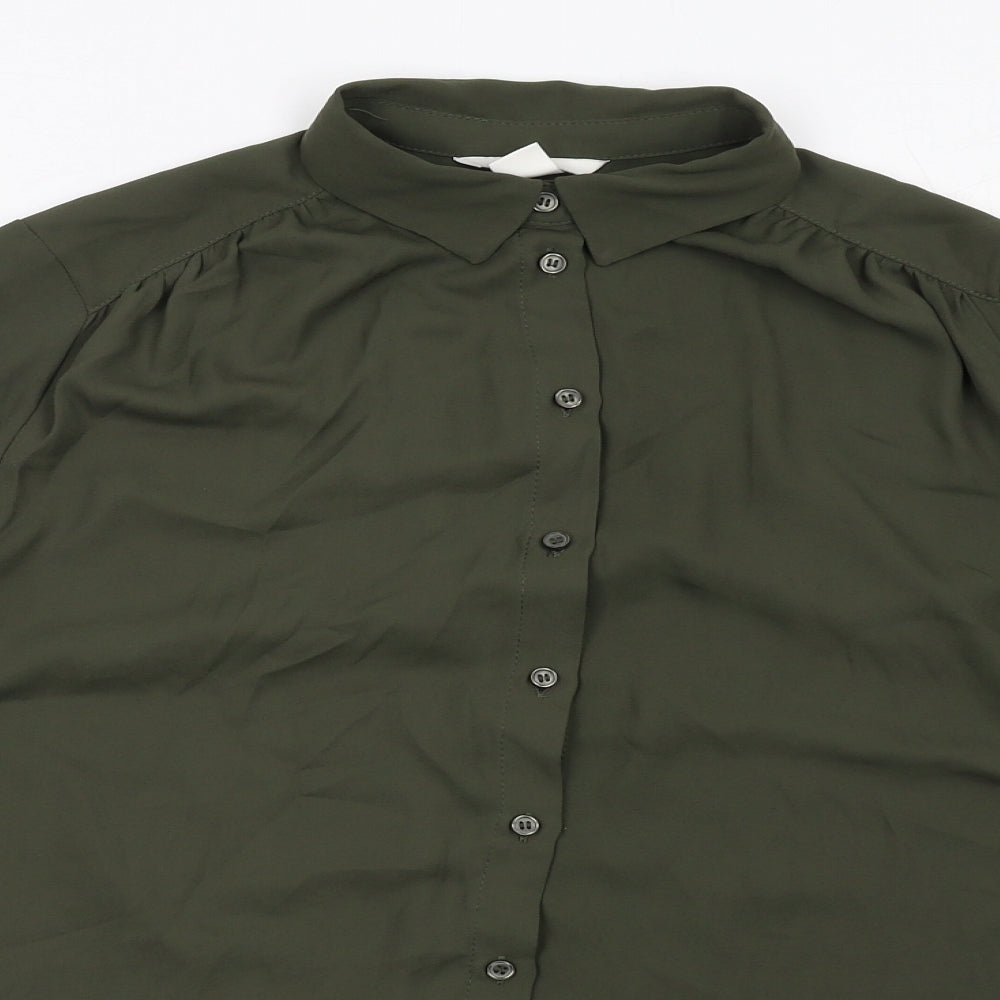 Womens UK Size 10 H&M Green Basic Button-Up