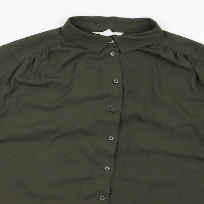Womens UK Size 10 H&M Green Basic Button-Up