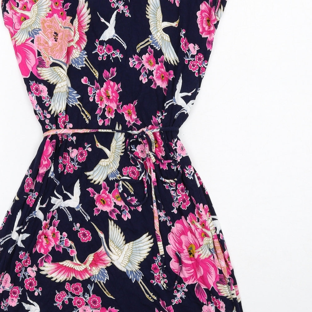 Oasis Womens Blue Floral Viscose A-Line Size S Cowl Neck Pullover