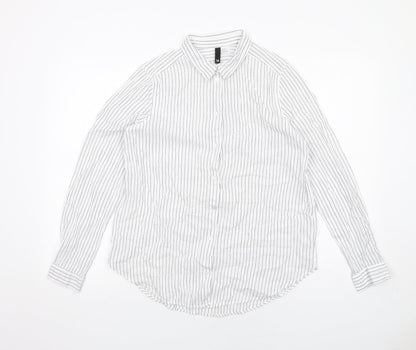 Womens UK Size 10 H&M White Basic Button-Up