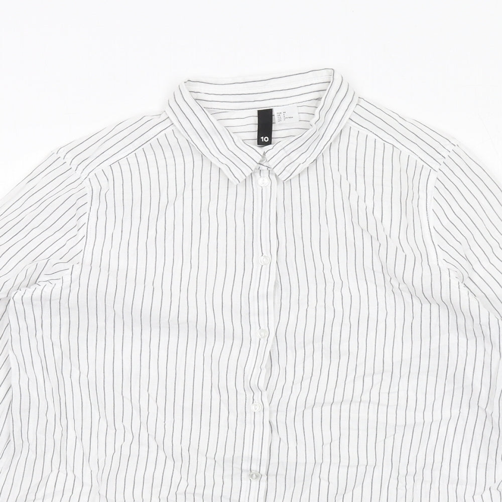 Womens UK Size 10 H&M White Basic Button-Up