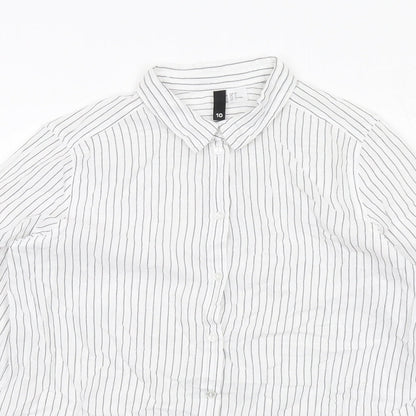 Womens UK Size 10 H&M White Basic Button-Up