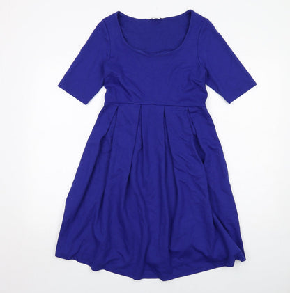 mamas & papas Womens Blue Polyester Fit & Flare Size 10 Scoop Neck Pullover