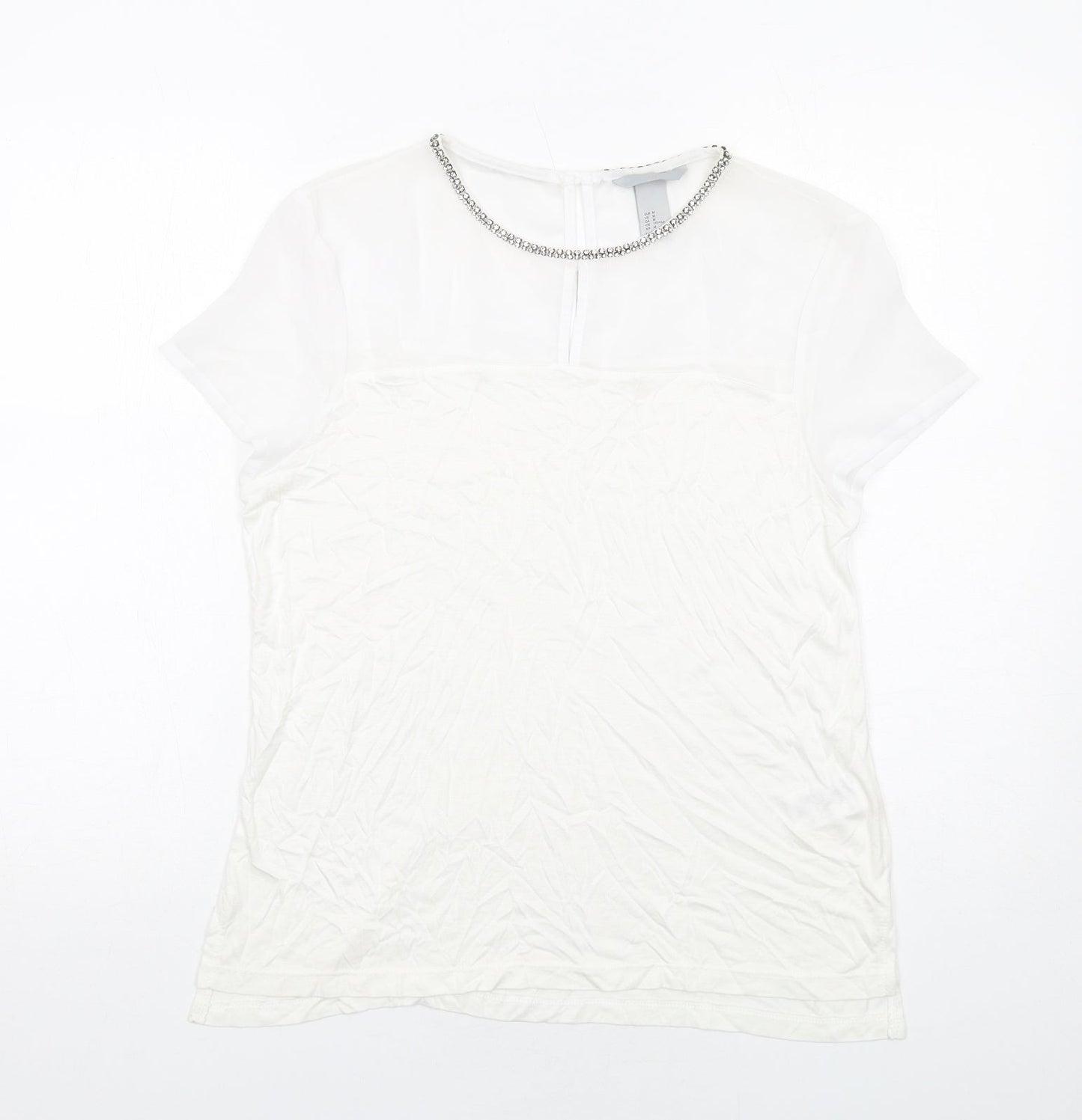 Womens UK Size M H&M White Basic T-Shirt