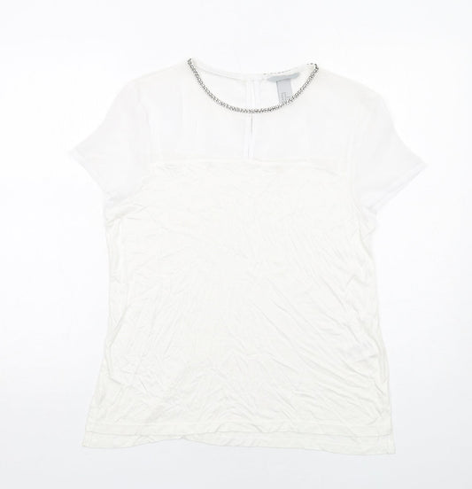Womens UK Size M H&M White Basic T-Shirt