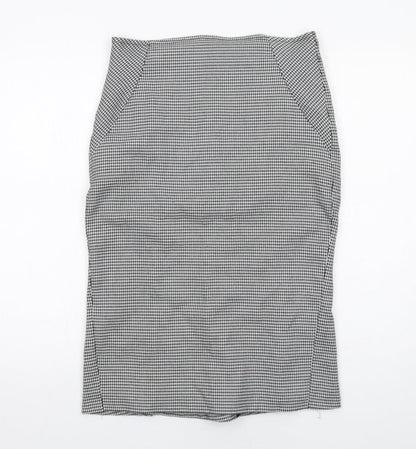 Miss Selfridge Womens Black Geometric Polyester A-Line Skirt Size 10 Zip