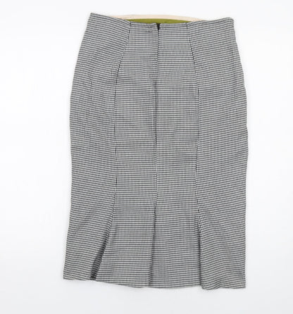 Miss Selfridge Womens Black Geometric Polyester A-Line Skirt Size 10 Zip