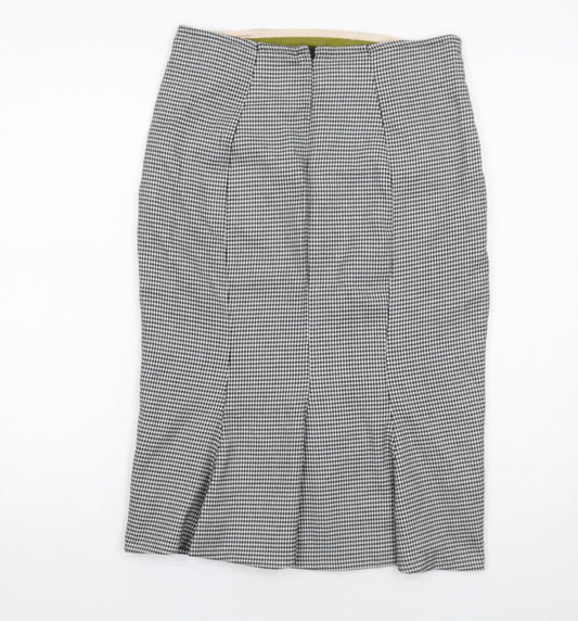 Miss Selfridge Womens Black Geometric Polyester A-Line Skirt Size 10 Zip