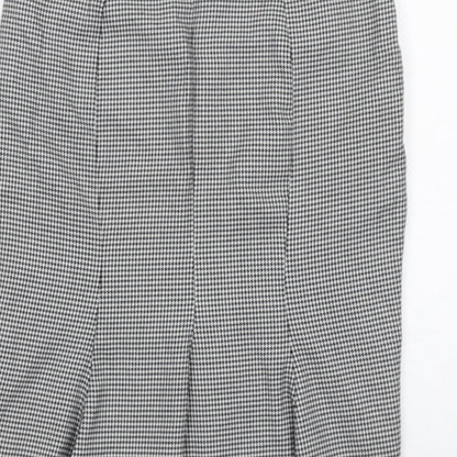 Miss Selfridge Womens Black Geometric Polyester A-Line Skirt Size 10 Zip