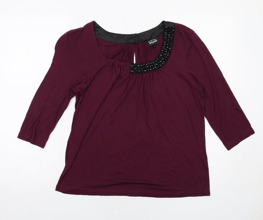 Womens UK Size 14 Per Una Purple Basic Blouse