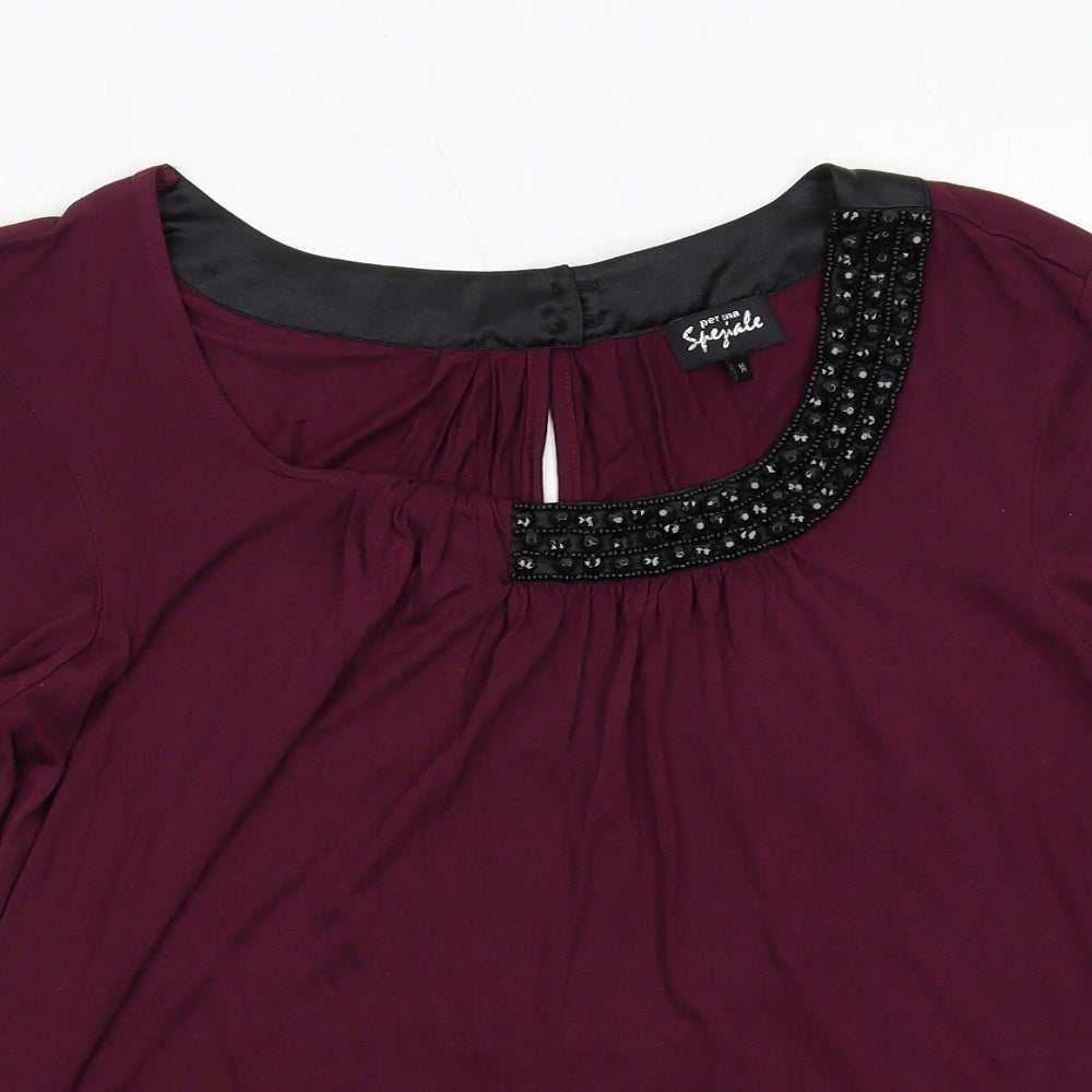 Womens UK Size 14 Per Una Purple Basic Blouse