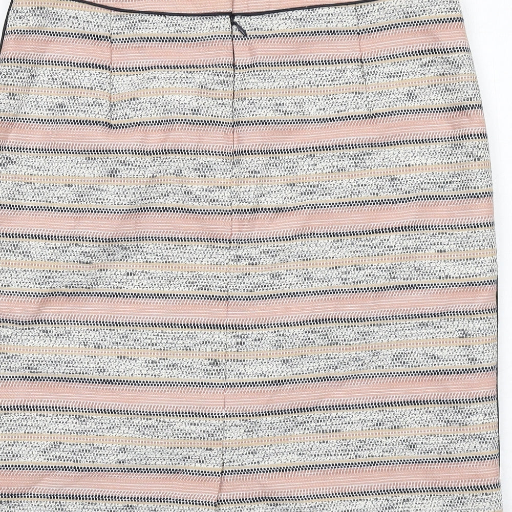 Marks and Spencer Womens Multicoloured Striped Cotton A-Line Skirt Size 12 Zip