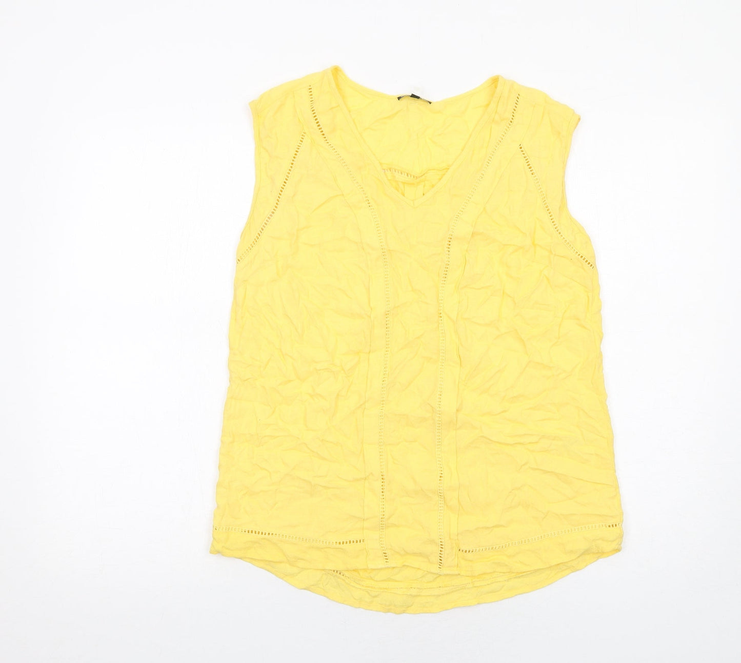 Womens UK Size 12 Warehouse Yellow Basic Blouse