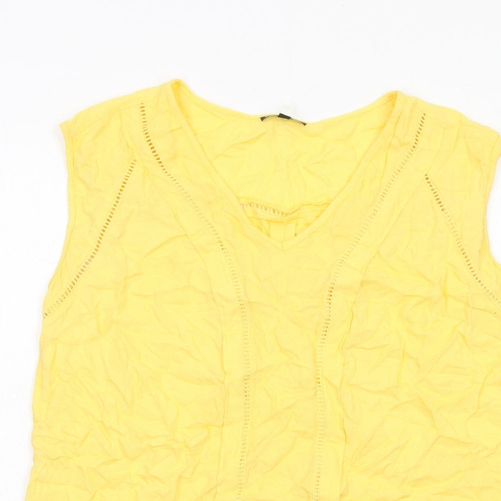 Womens UK Size 12 Warehouse Yellow Basic Blouse