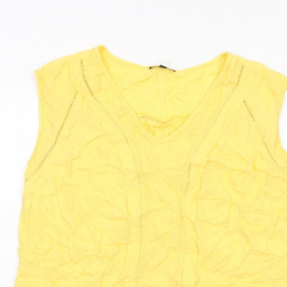 Womens UK Size 12 Warehouse Yellow Basic Blouse