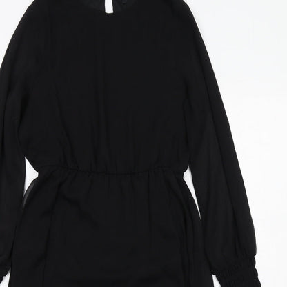 VERO MODA Womens Black Polyester A-Line Size S Round Neck Button