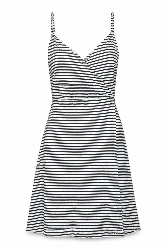 H&M Womens White Striped Cotton Tank Dress Size XS V-Neck Tie