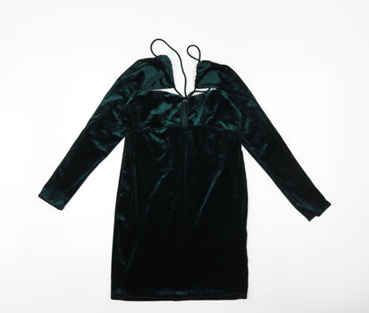 Zara Womens Green Polyester A-Line Size M Sweetheart Pullover