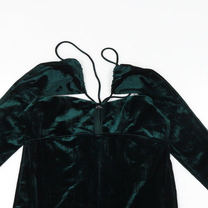 Zara Womens Green Polyester A-Line Size M Sweetheart Pullover