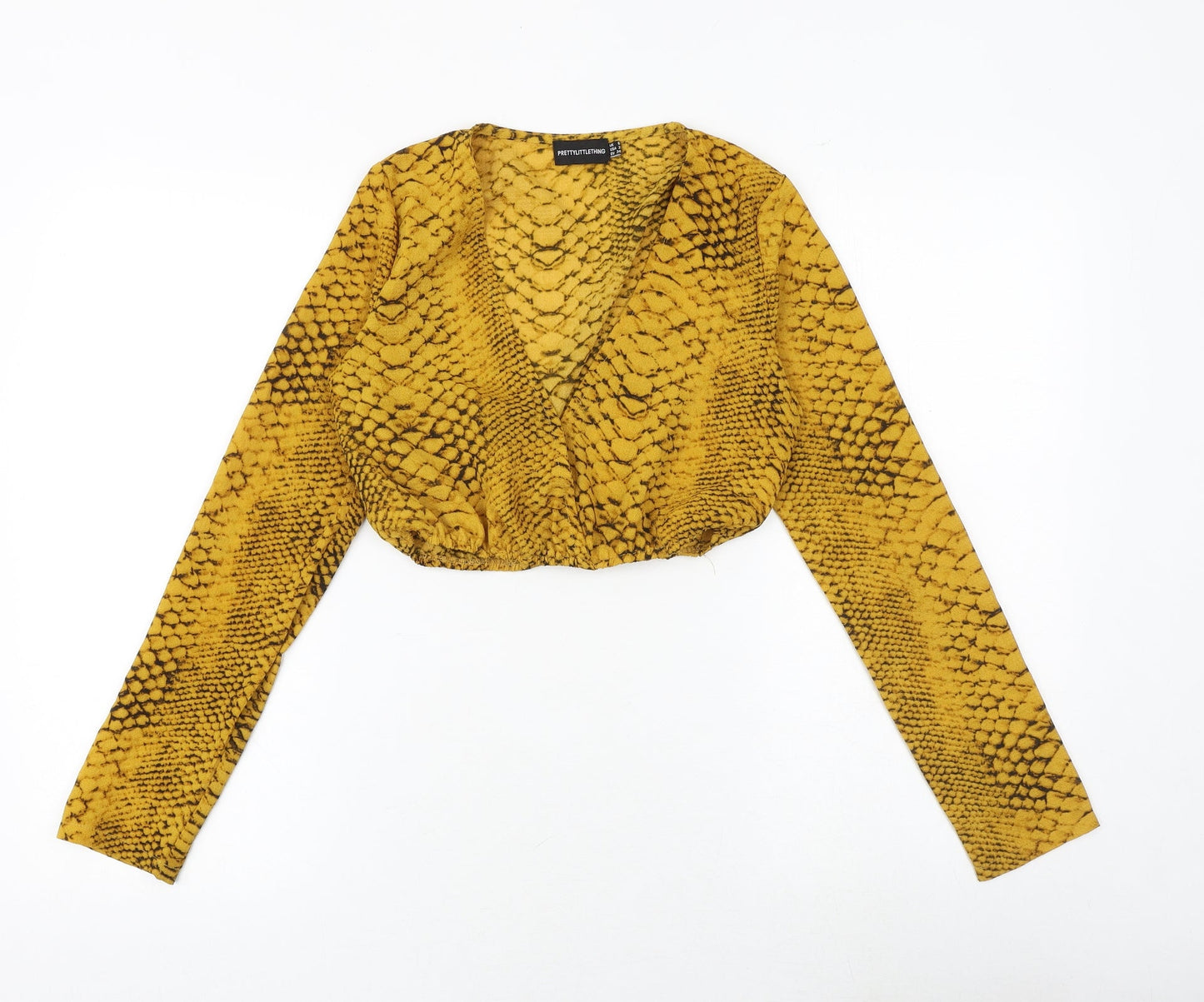 Womens UK Size 6 PRETTYLITTLETHING Yellow Cropped Blouse