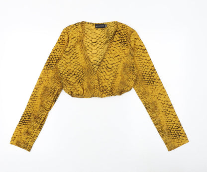Womens UK Size 6 PRETTYLITTLETHING Yellow Cropped Blouse