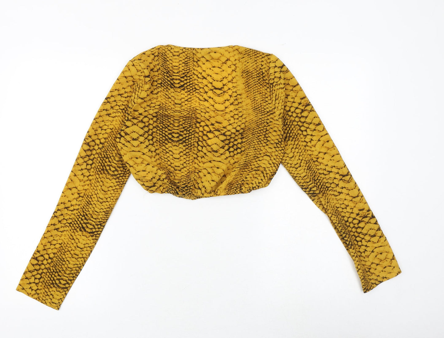 Womens UK Size 6 PRETTYLITTLETHING Yellow Cropped Blouse