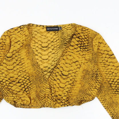 Womens UK Size 6 PRETTYLITTLETHING Yellow Cropped Blouse