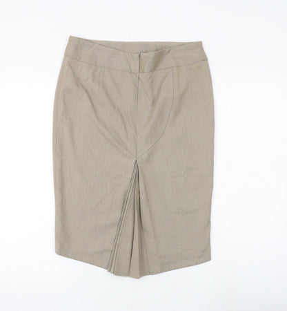 Sticky Fingers Womens Beige Polyester Straight & Pencil Skirt Size 12 Zip - Pleated Detail