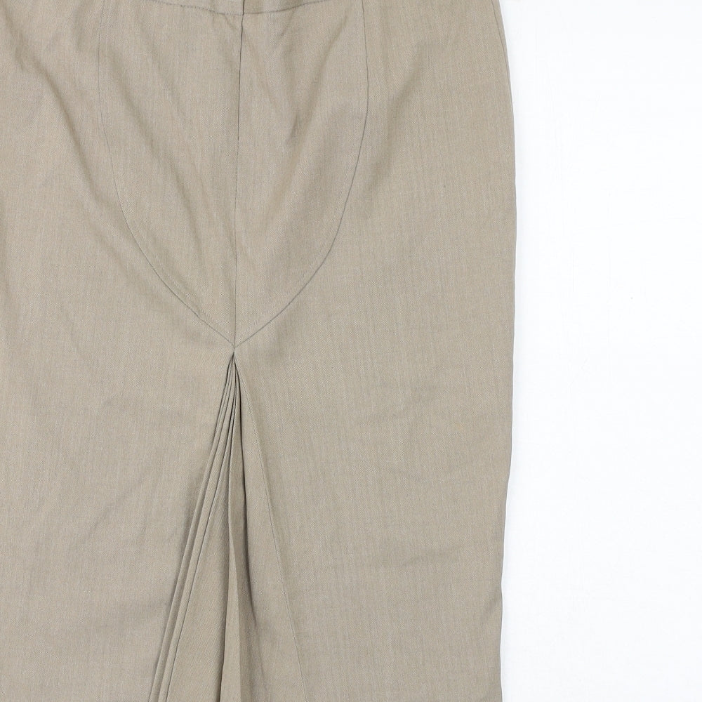 Sticky Fingers Womens Beige Polyester Straight & Pencil Skirt Size 12 Zip - Pleated Detail
