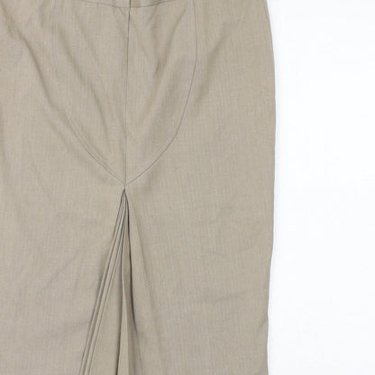 Sticky Fingers Womens Beige Polyester Straight & Pencil Skirt Size 12 Zip - Pleated Detail