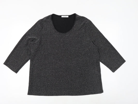 Classic Womens Black Polyamide Basic Blouse Size 18 Scoop Neck