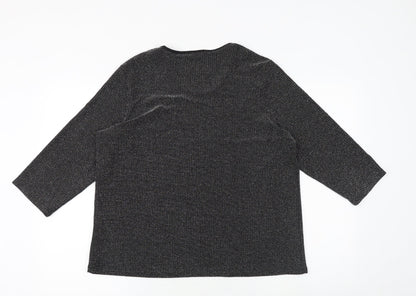 Classic Womens Black Polyamide Basic Blouse Size 18 Scoop Neck