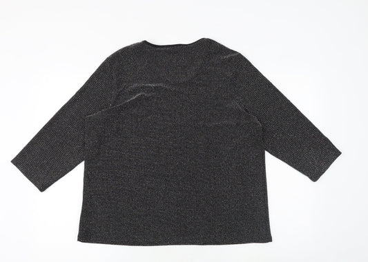 Classic Womens Black Polyamide Basic Blouse Size 18 Scoop Neck
