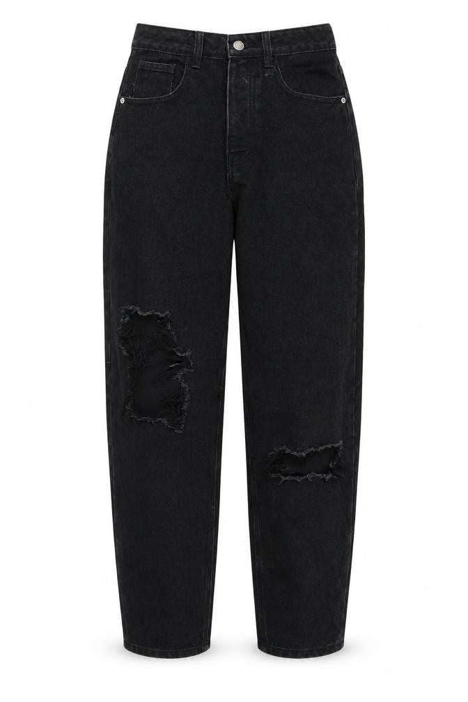 Womens UK Size 6 PRETTYLITTLETHING Regular Fit Boyfriend Black Jeans