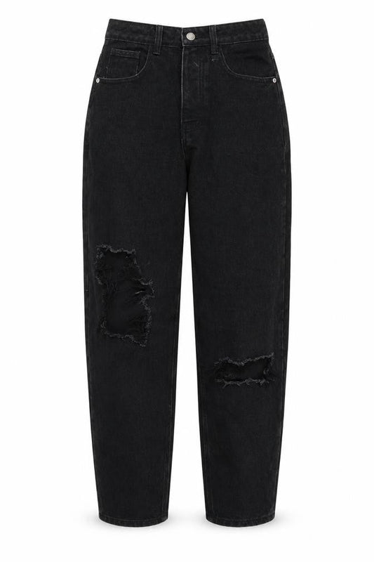 Womens UK Size 6 PRETTYLITTLETHING Regular Fit Boyfriend Black Jeans