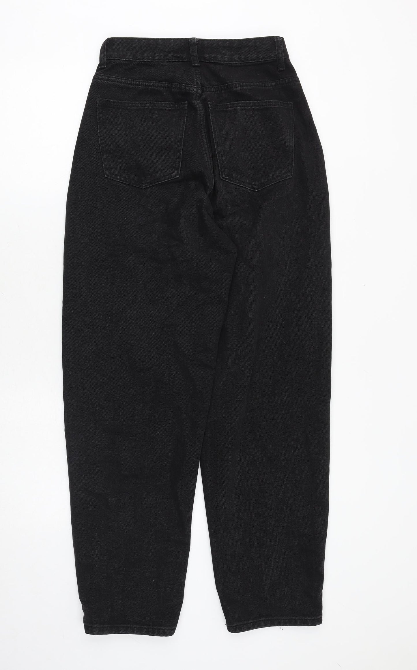 PRETTYLITTLETHING Womens Black Cotton Boyfriend Jeans Size 6 Regular Zip