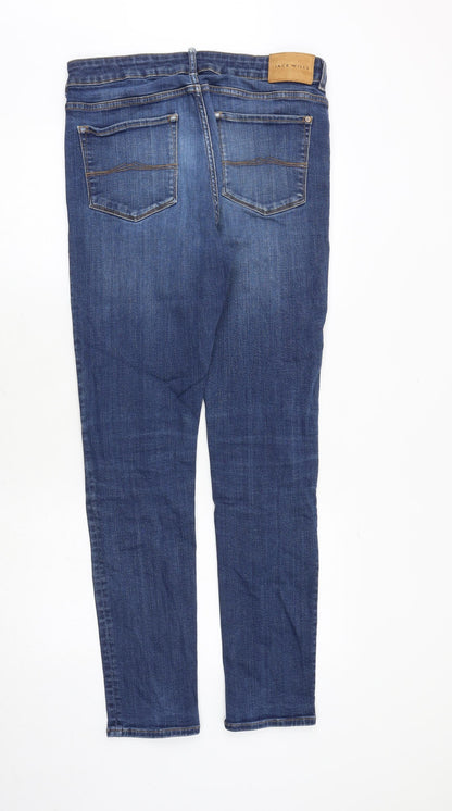 Jack Wills Mens Blue Cotton Skinny Jeans Size 32 in L32 in Regular Zip