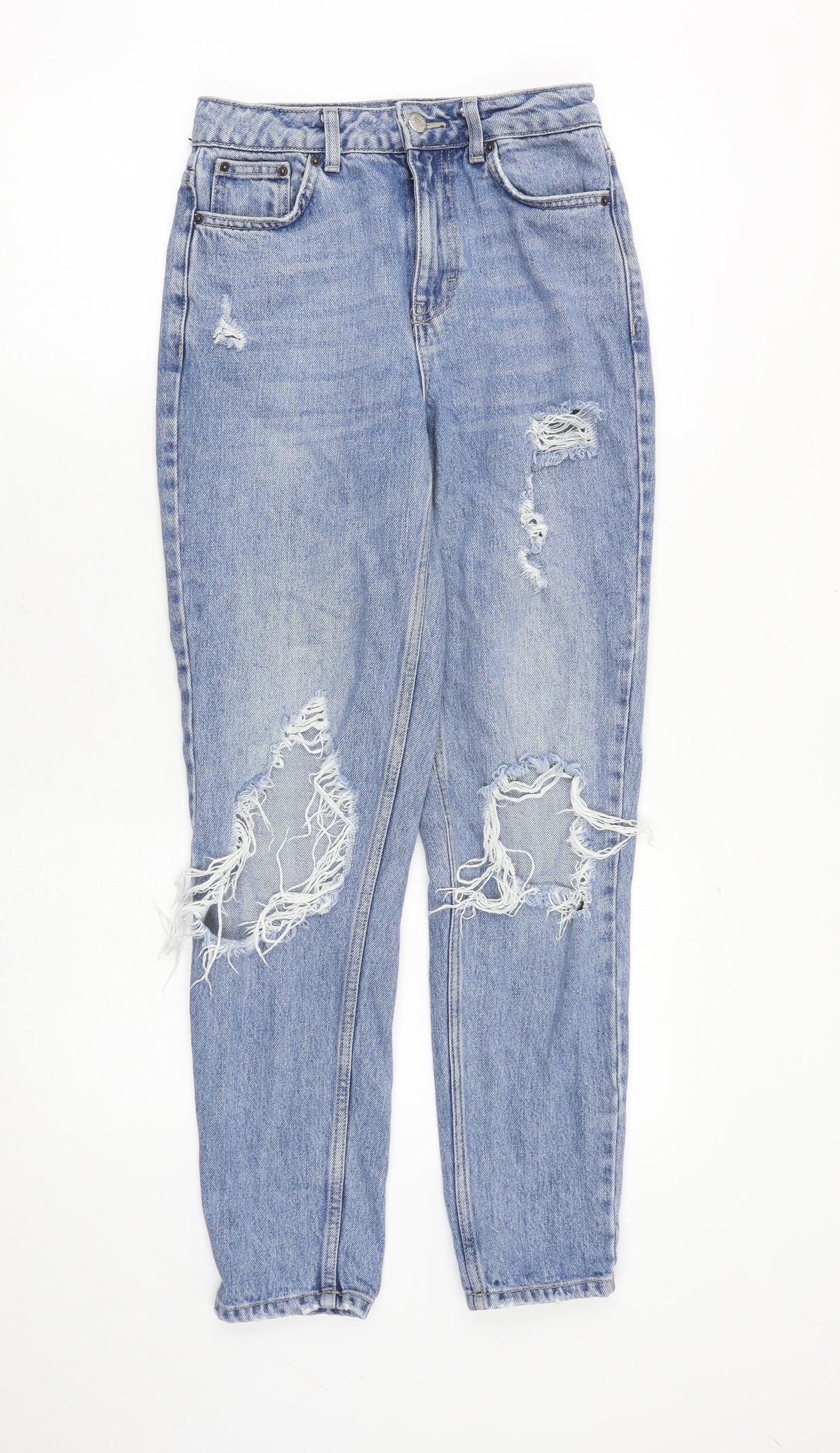 Topshop Womens Blue Cotton Skinny Jeans Size 25 in Regular Zip