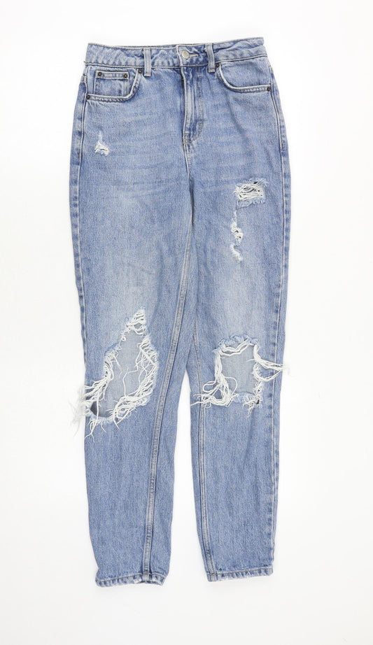 Topshop Womens Blue Cotton Skinny Jeans Size 25 in Regular Zip